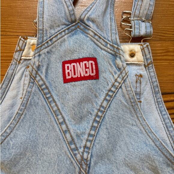 Bongo vintage 90s light wash denim overall shorts SIZE M - Picture 5 of 6